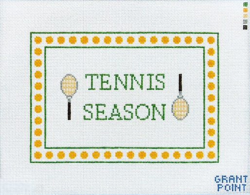 Tennis Season hand-printed needlepoint canvas by Grant Point Designs