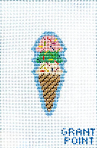 Three Scoops hand-printed needlepoint canvas by Grant Point Designs