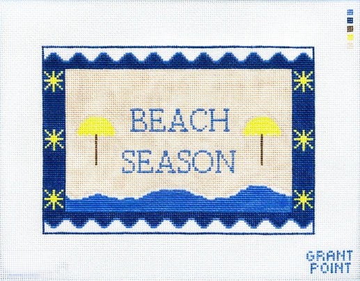 Beach Season hand-printed needlepoint canvas by Grant Point Designs