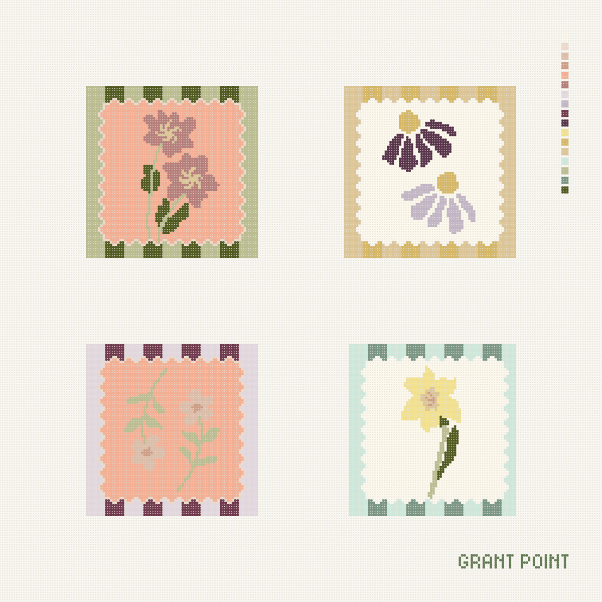 Floral Stamp Coaster Set