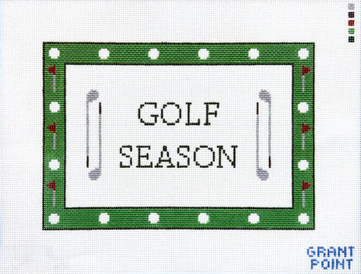 Golf Season hand-printed needlepoint canvas by Grant Point Designs