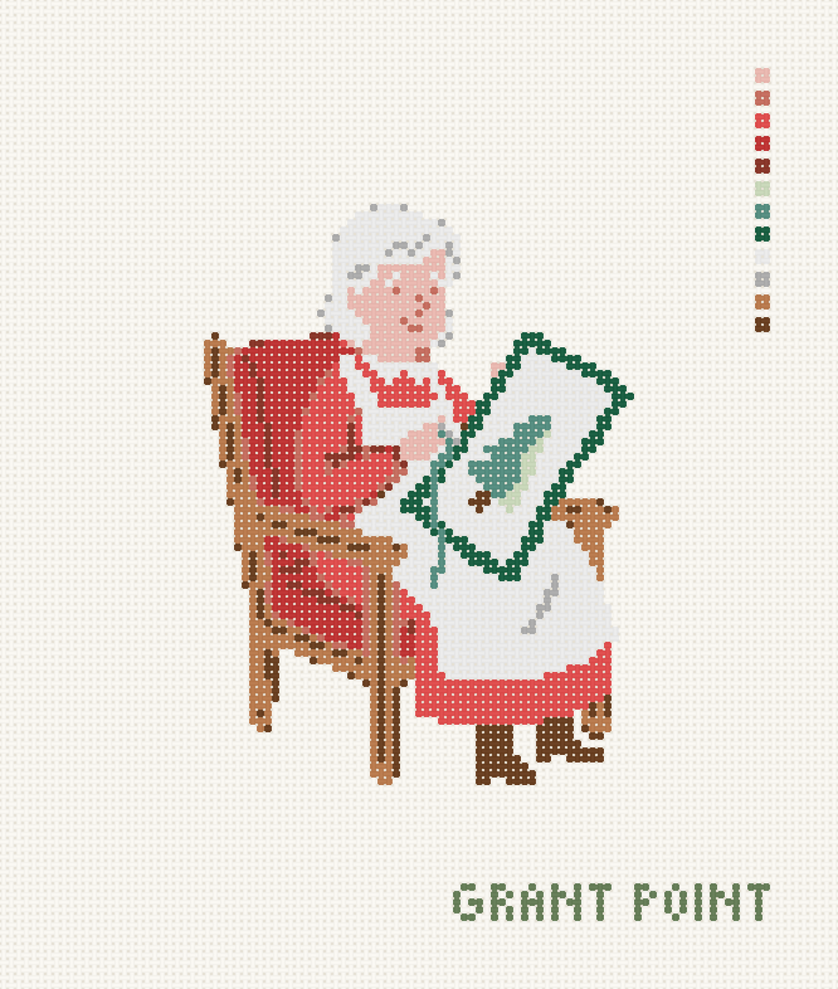 Mrs. Claus Needlepointing