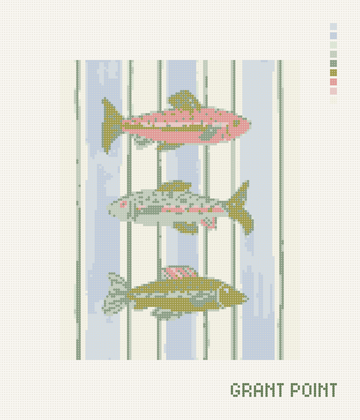 Three Fish on Stripes