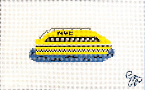 NYC Water Taxi hand-printed needlepoint canvas by Grant Point Designs