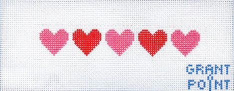 Heart Key Fob hand-printed needlepoint canvas by Grant Point Designs